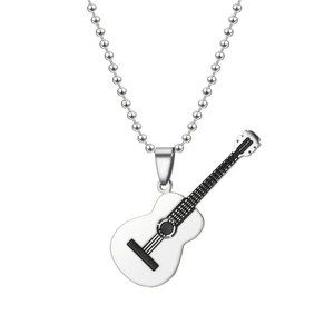 Men's Stainless Steel Punk Fashion Cool Musical Guitar Pendant Necklace New